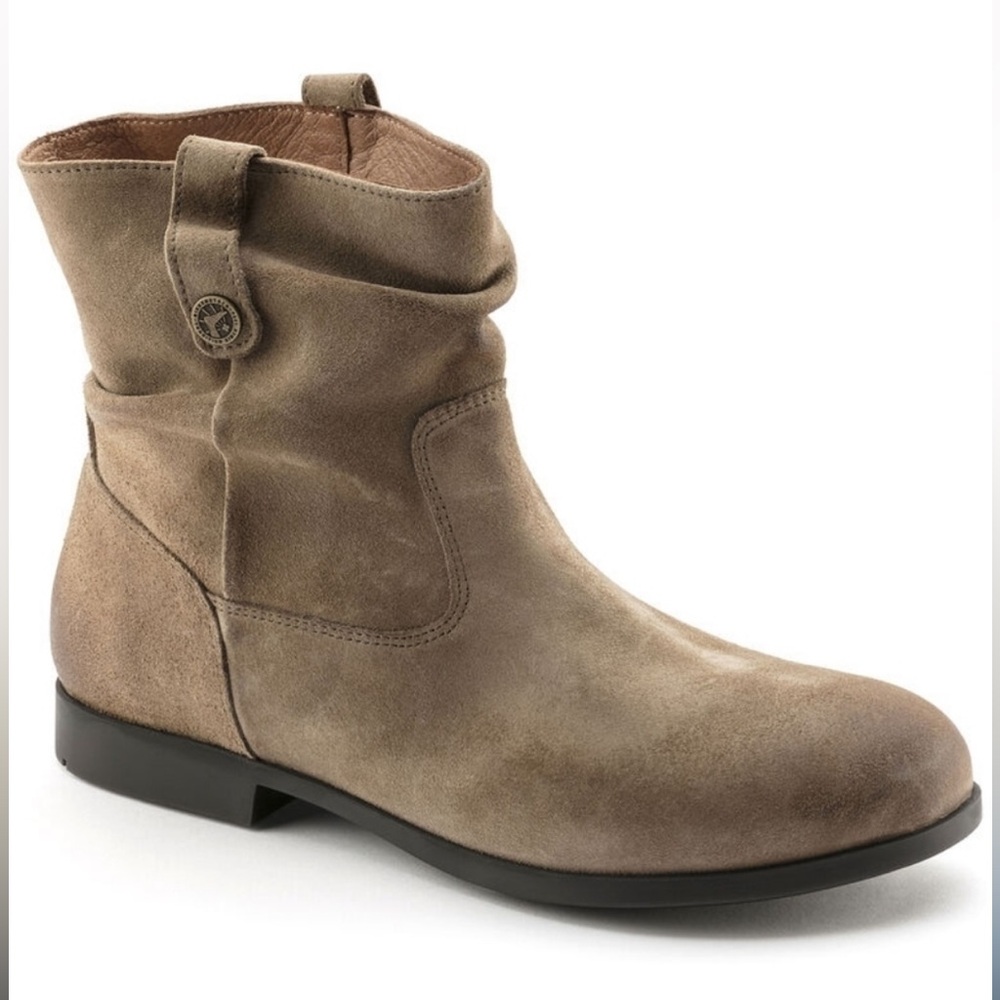 Birkenstock Sarnia Suede Ankle Boots Taupe Slouch Zip | Size 37 US 6/6.5 - Picture 11 of 12